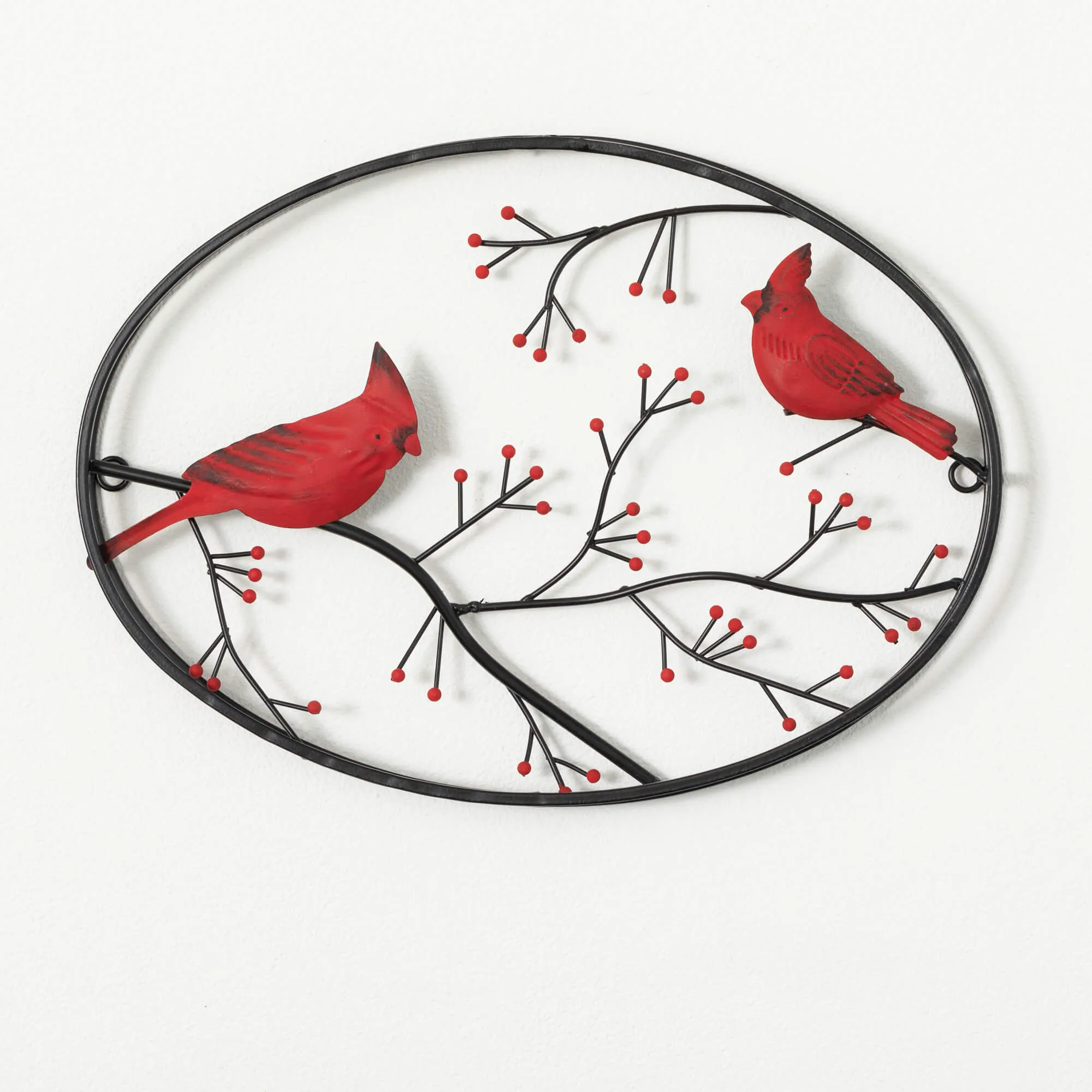 11.5"H Sullivans Metal Oval Cardinal Wall Decor, Multicolored