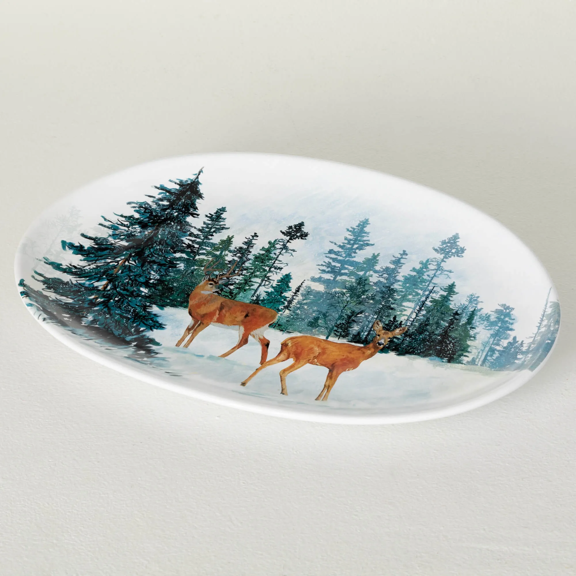 15"L Sullivans Forest Deer Scene Platter, Multicolored