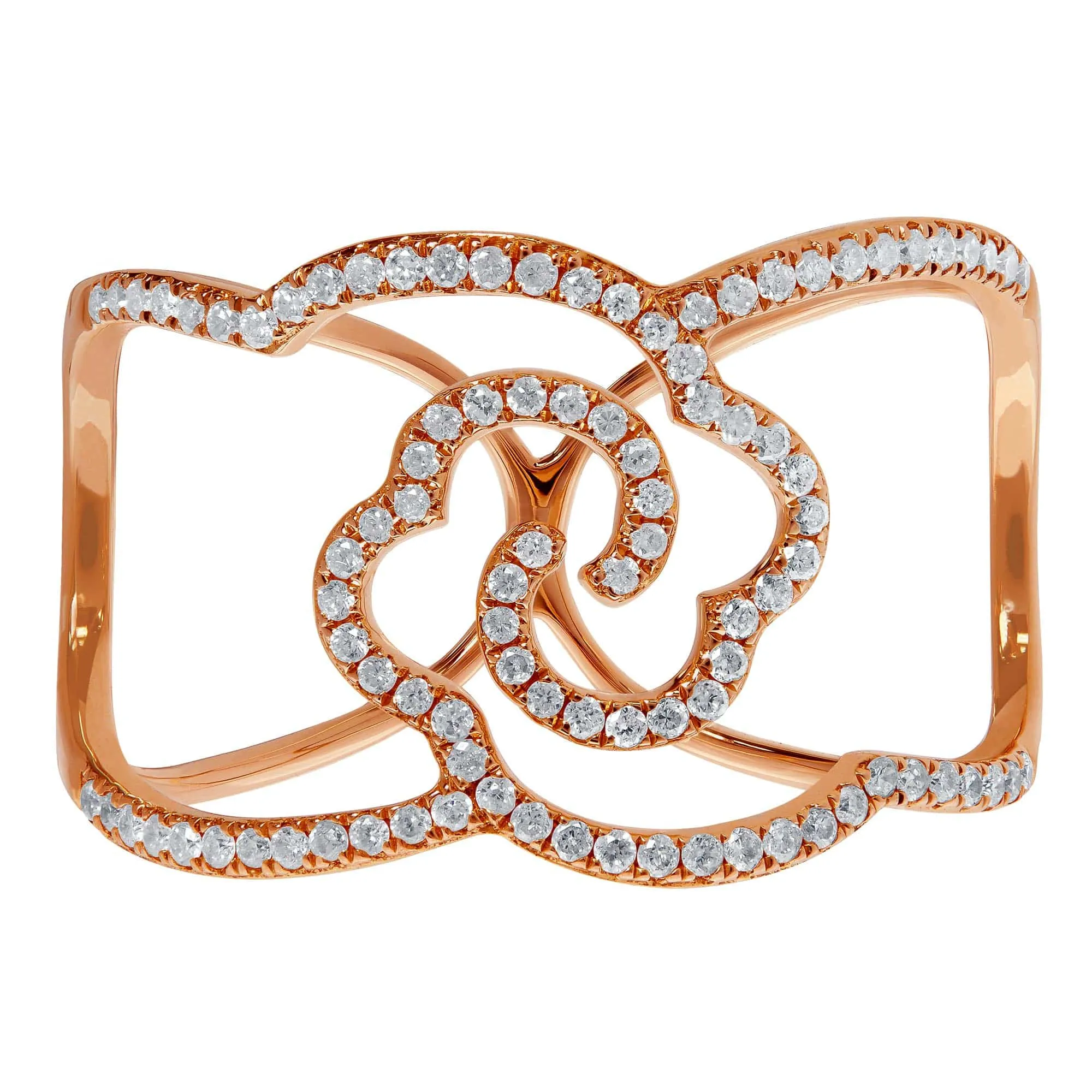 18kt Rose Gold Floral Motif Ring