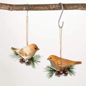 2.5"H and 2.75"H Sullivans Winter Bird Ornament - Set of 2, Multicolored Christmas Ornaments