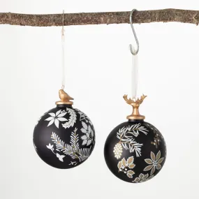 5.5"H and 5"H Sullivans Patterned Woodland Ornaments - Set of 2, Multicolored Christmas Ornaments