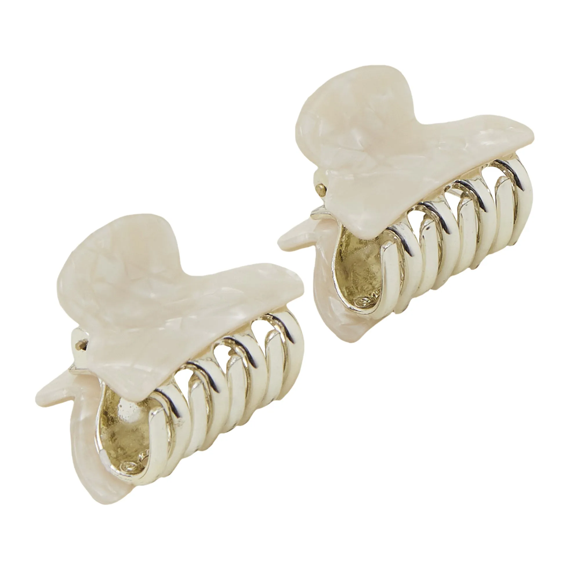 Accessorize London  Ivory Two-Pack Mini Pearly Resin Claw Clips