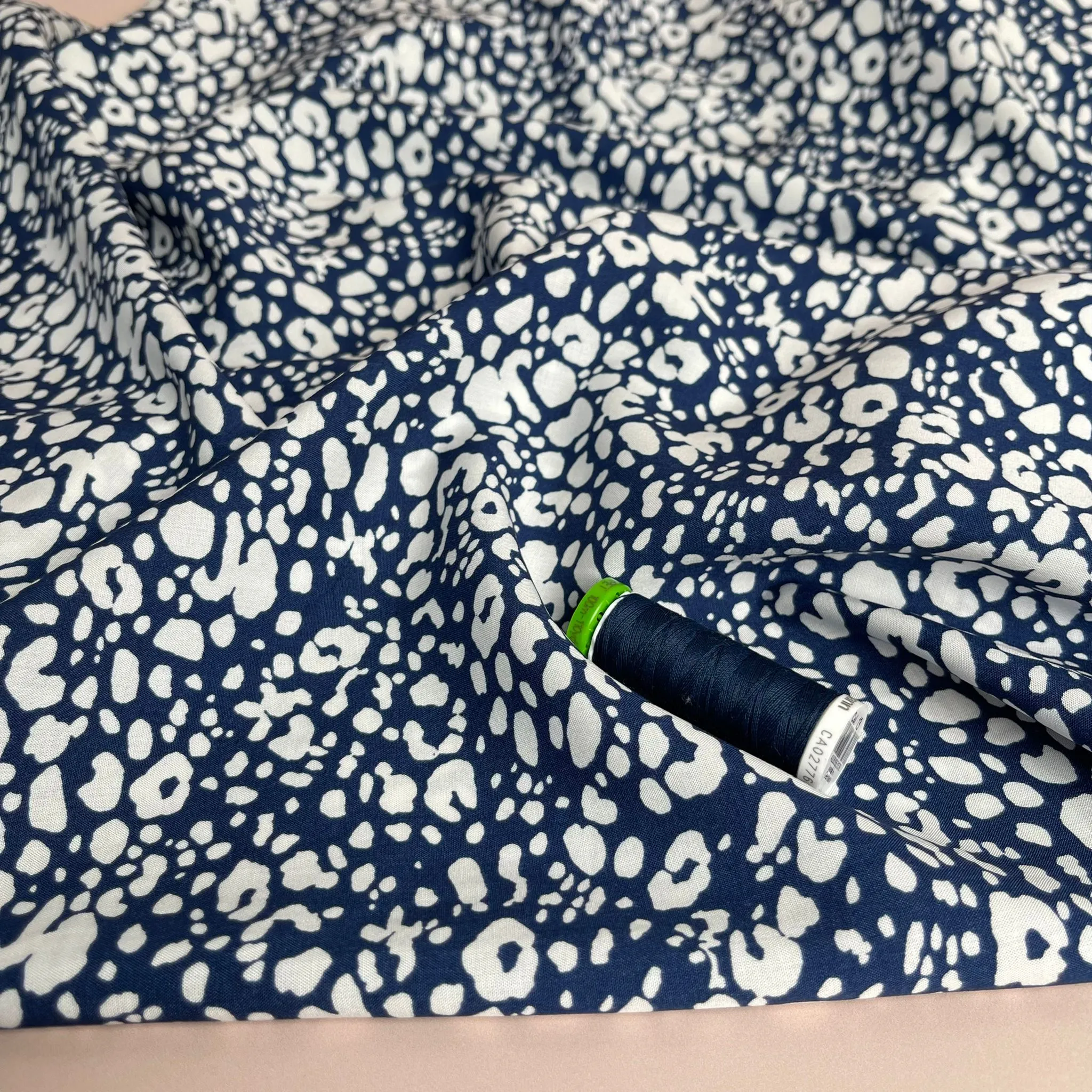 Animal Print Navy Viscose Fabric