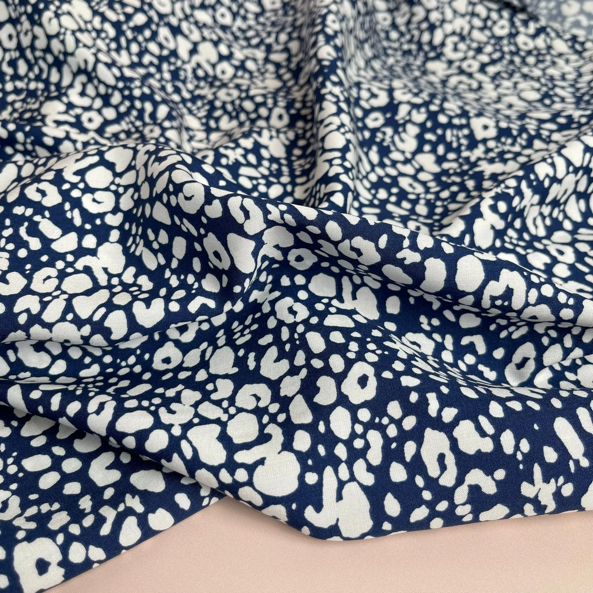 Animal Print Navy Viscose Fabric