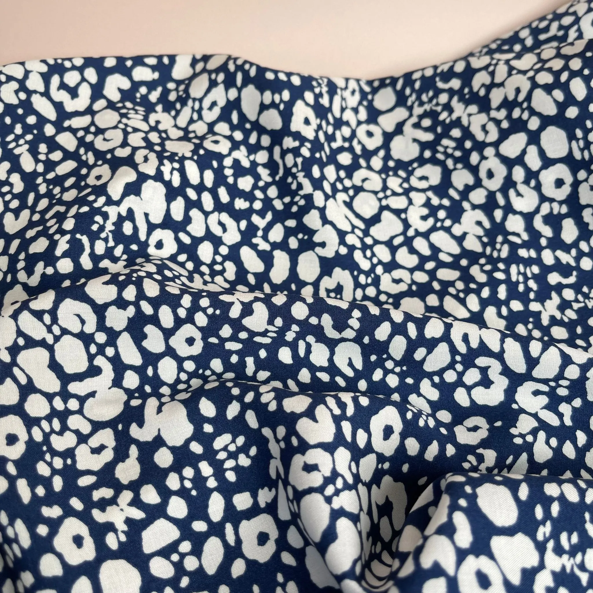 Animal Print Navy Viscose Fabric