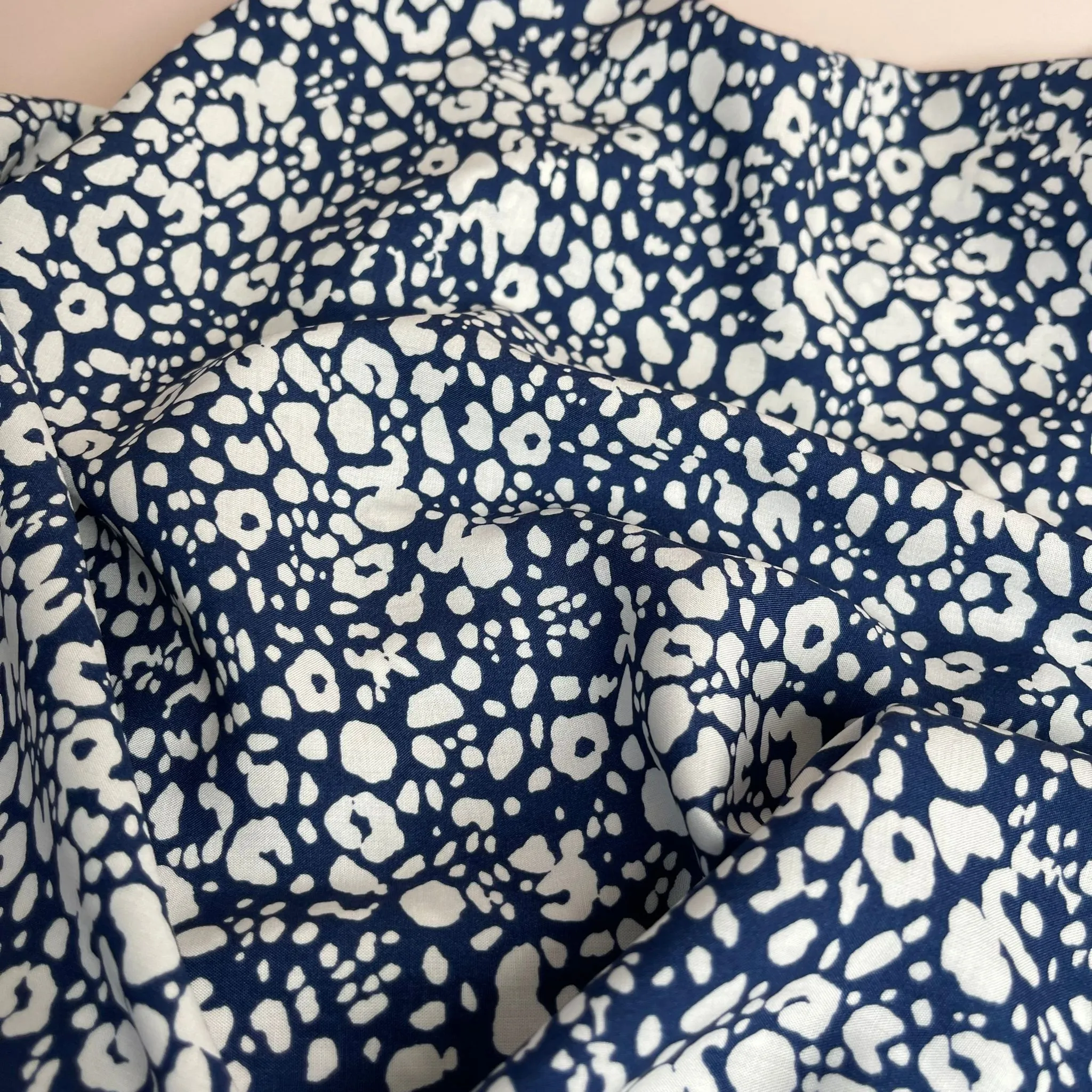 Animal Print Navy Viscose Fabric