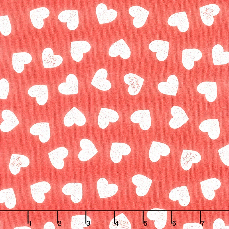 Be Mine Valentine - Candy Hearts Red Yardage