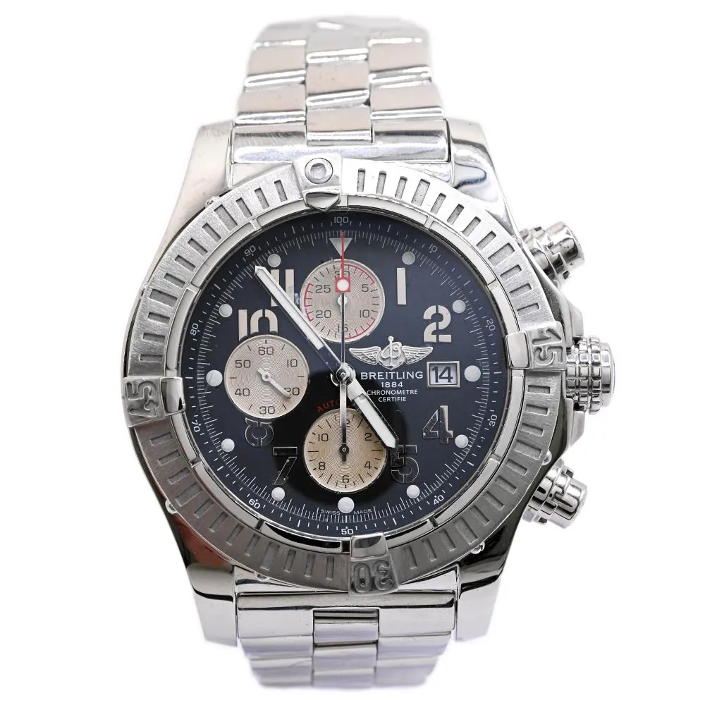 Breitling Men's Super Avenger Stainless Steel 48mm Black Chronograph Dial Watch Reference #: A13370