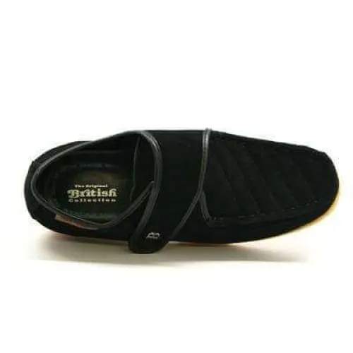 British Walkers Royal Old School Men's Black Leather and Suede Slip Ons