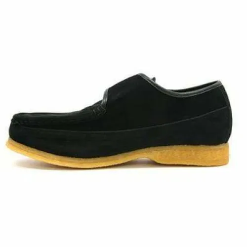 British Walkers Royal Old School Men's Black Leather and Suede Slip Ons