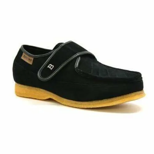 British Walkers Royal Old School Men's Black Leather and Suede Slip Ons