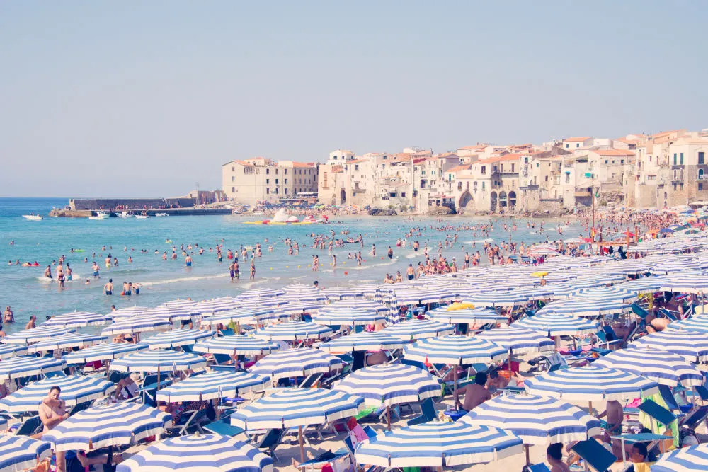 Cefalù Blue and White Umbrellas