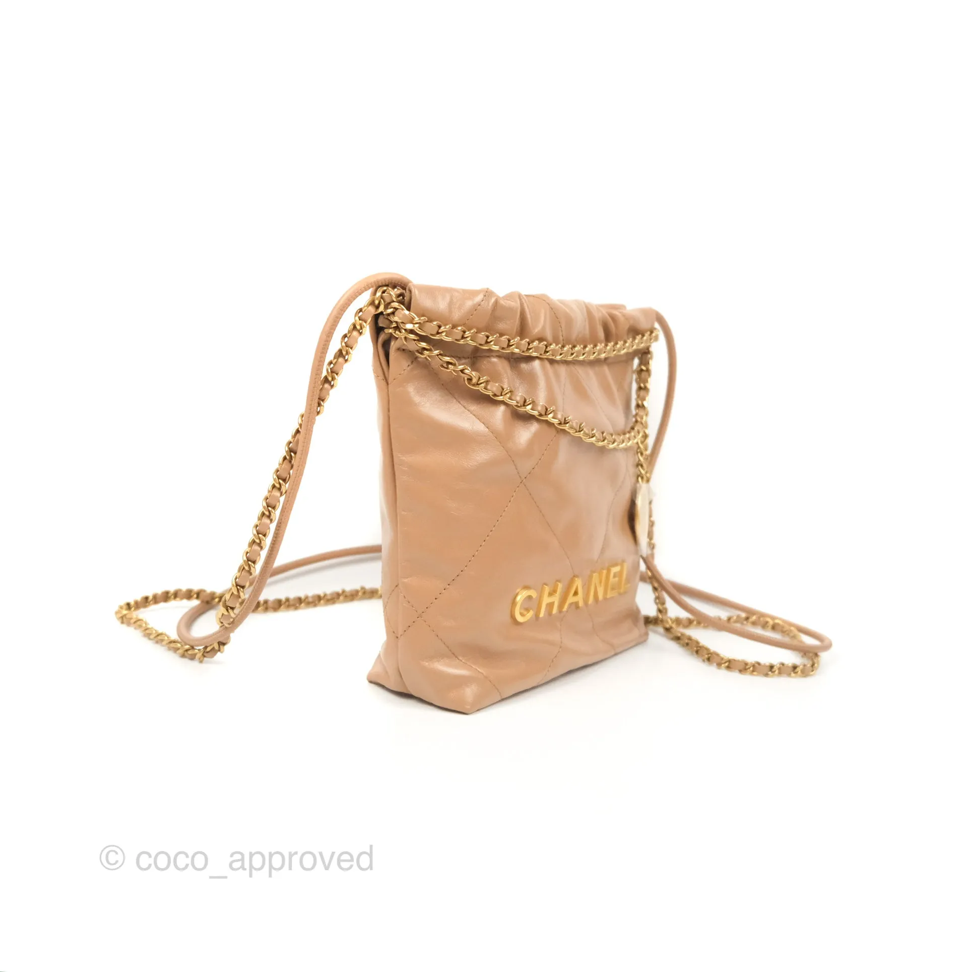 Chanel 22 Mini Bag Beige Shiny Calfskin