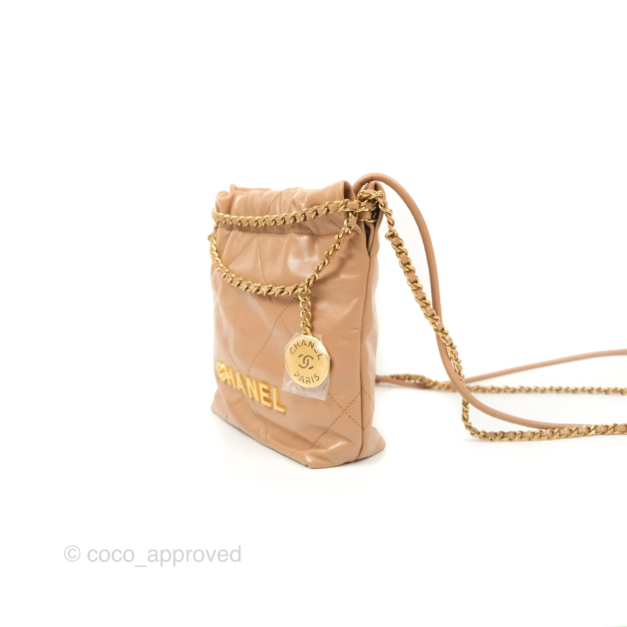 Chanel 22 Mini Bag Beige Shiny Calfskin