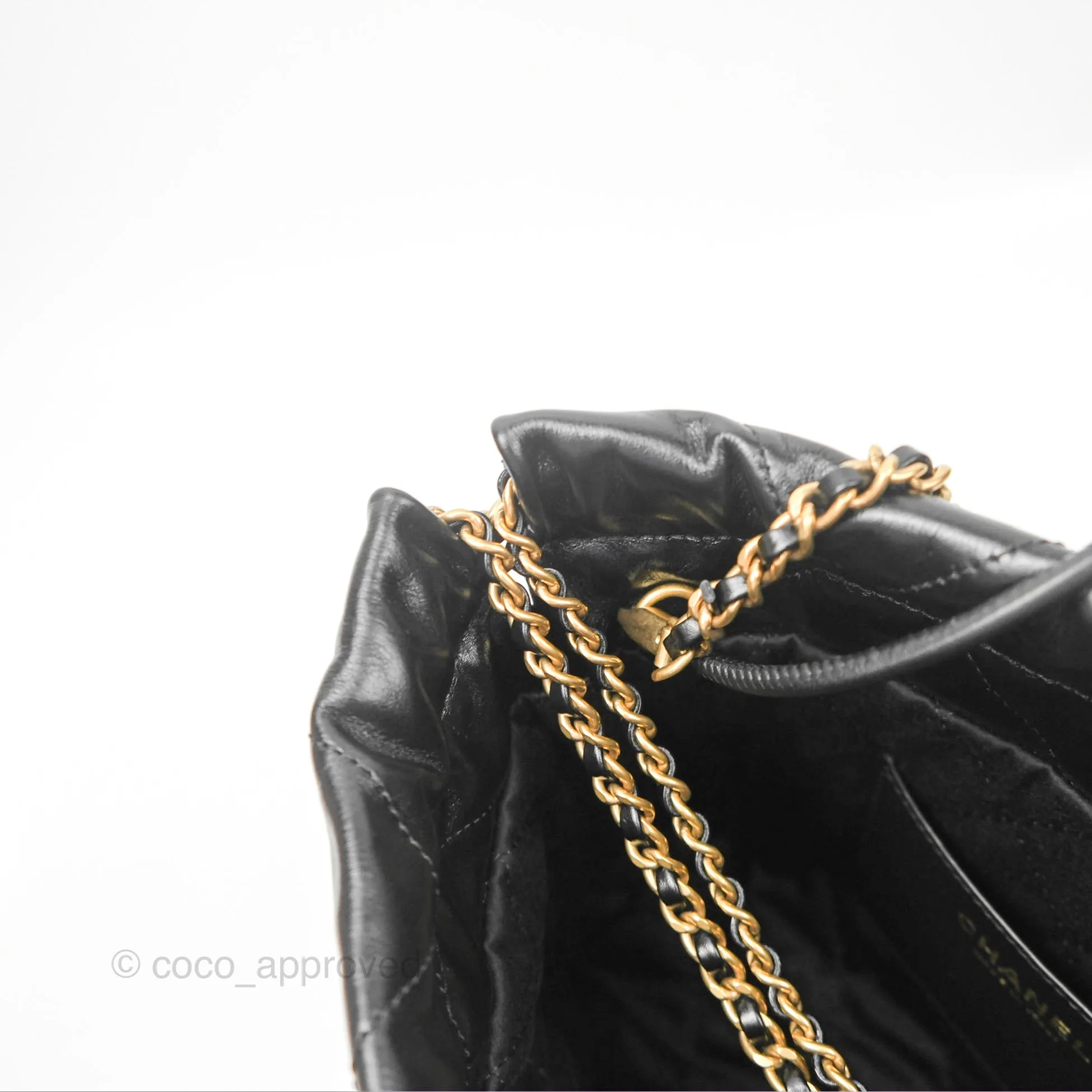 Chanel 22 Mini Bag Black Shiny Crumpled Calfskin