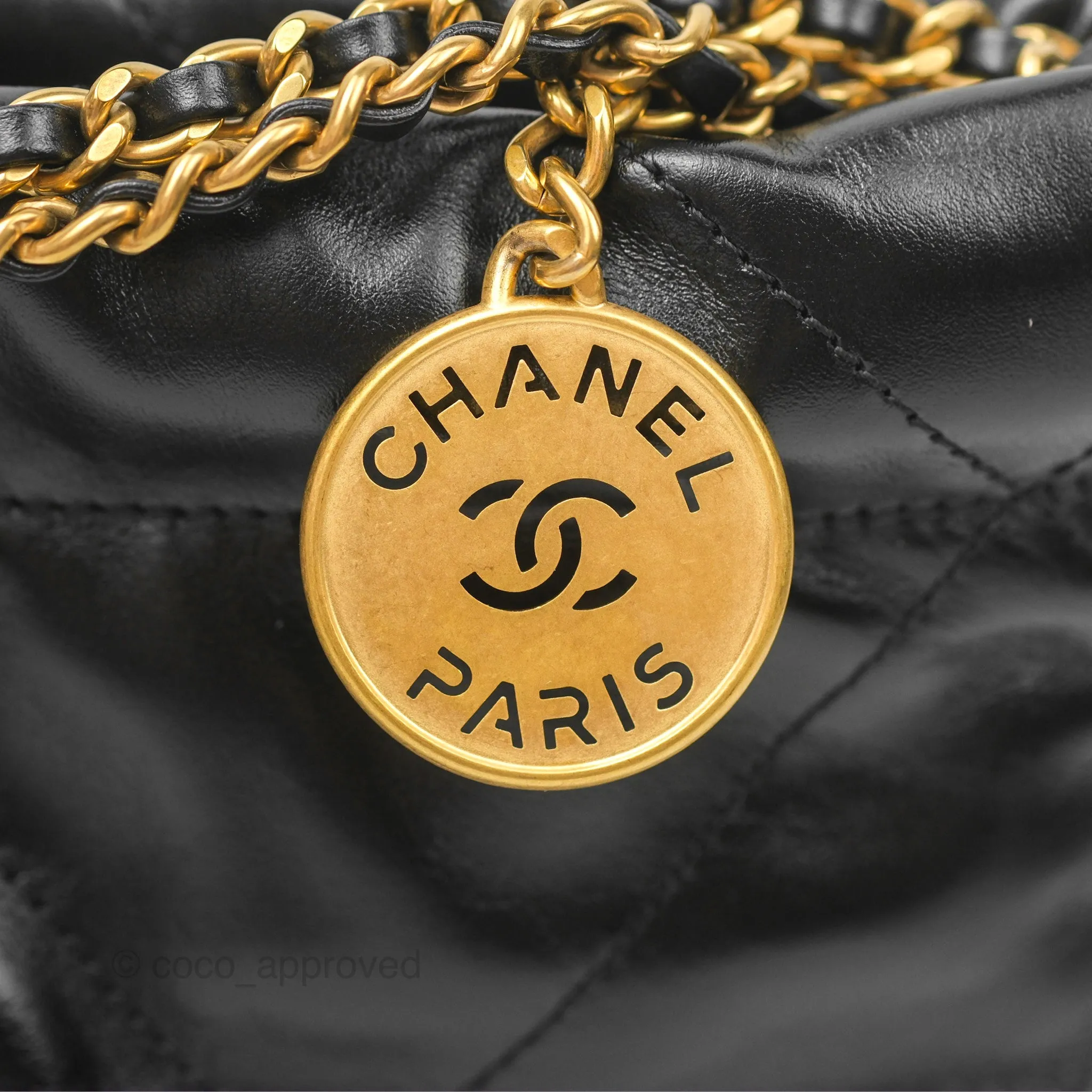 Chanel 22 Mini Bag Black Shiny Crumpled Calfskin