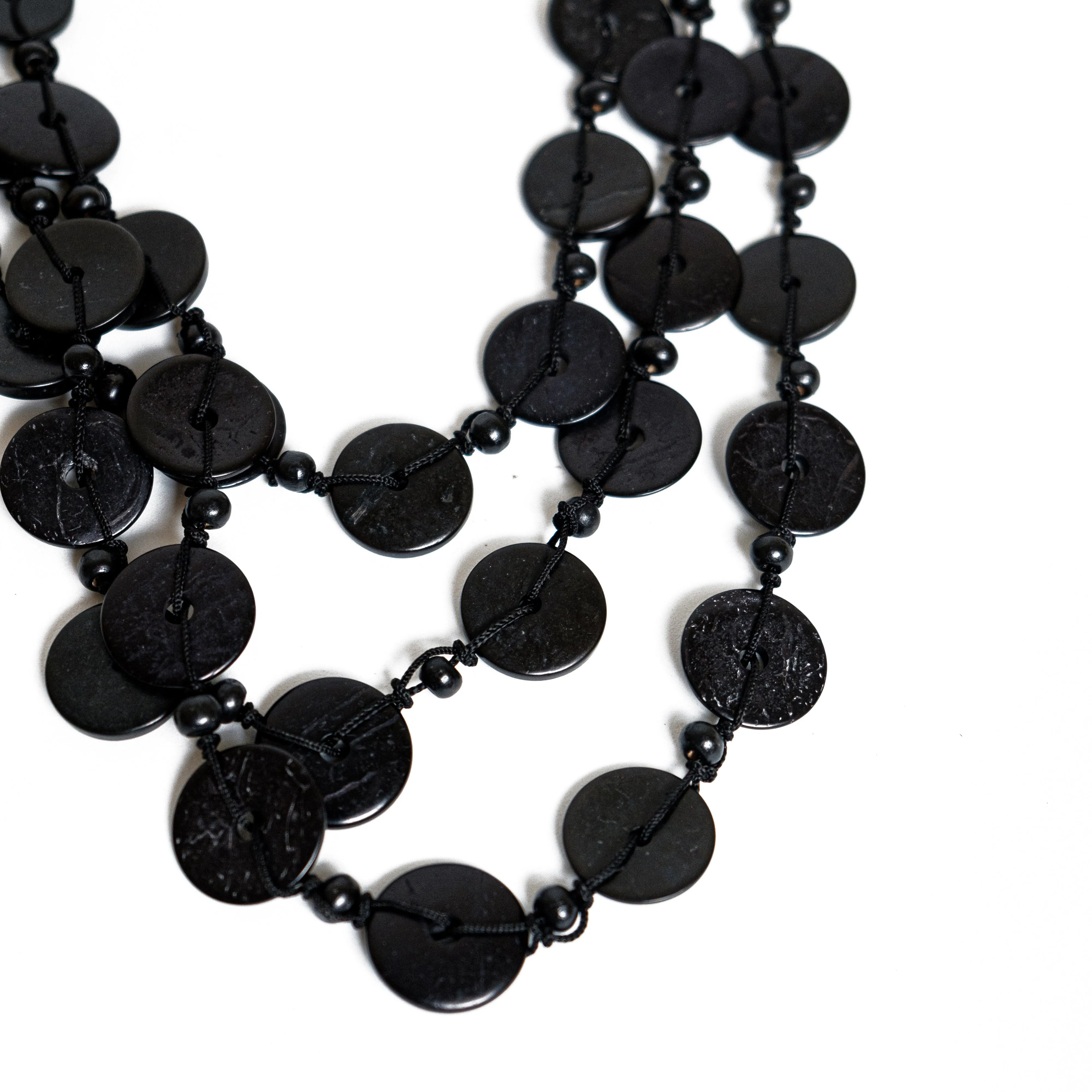 Chokore Multi-layer Long Coconut Shell Necklace (Black)