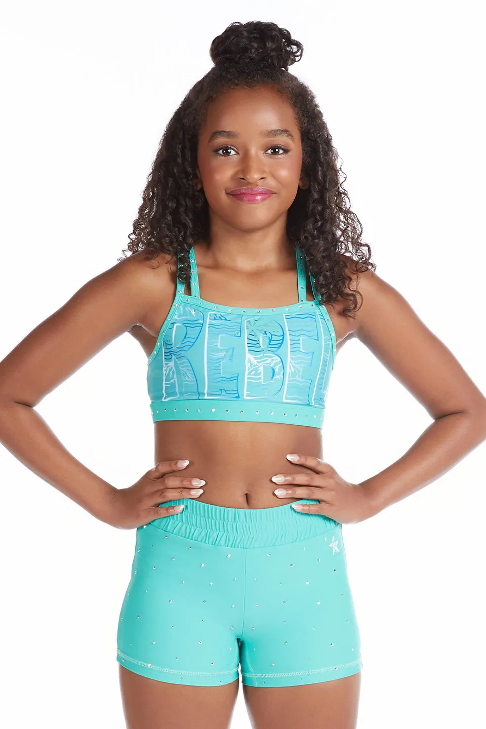 Cinched Compression Short in Aqua