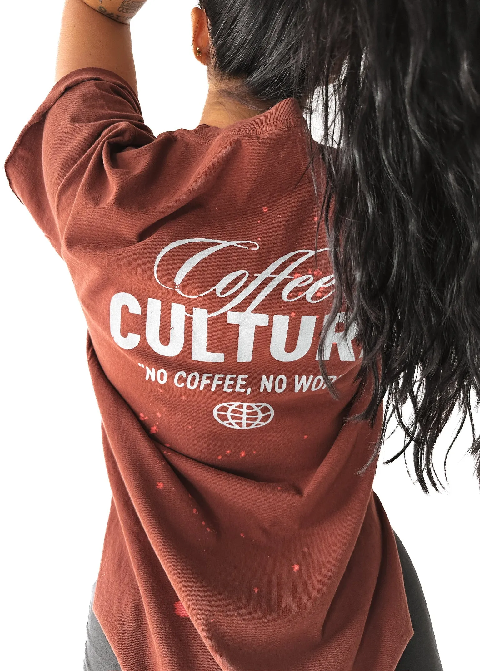 COFFEE CULTURE BLEACHED OUT SIDE SLIT TEE