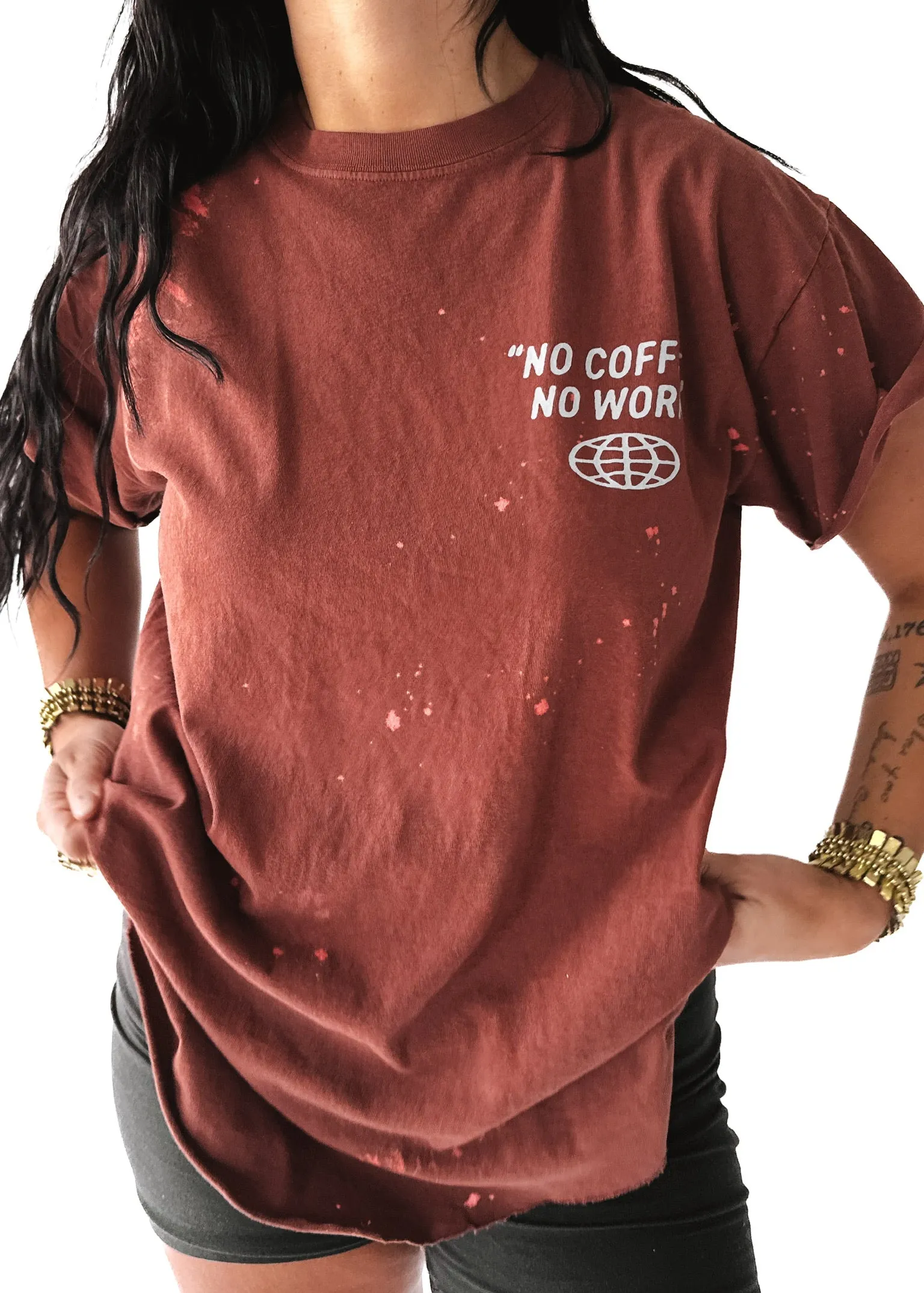 COFFEE CULTURE BLEACHED OUT SIDE SLIT TEE