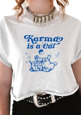 CROPPED KARMA IS A CAT GRAPHIC TEE