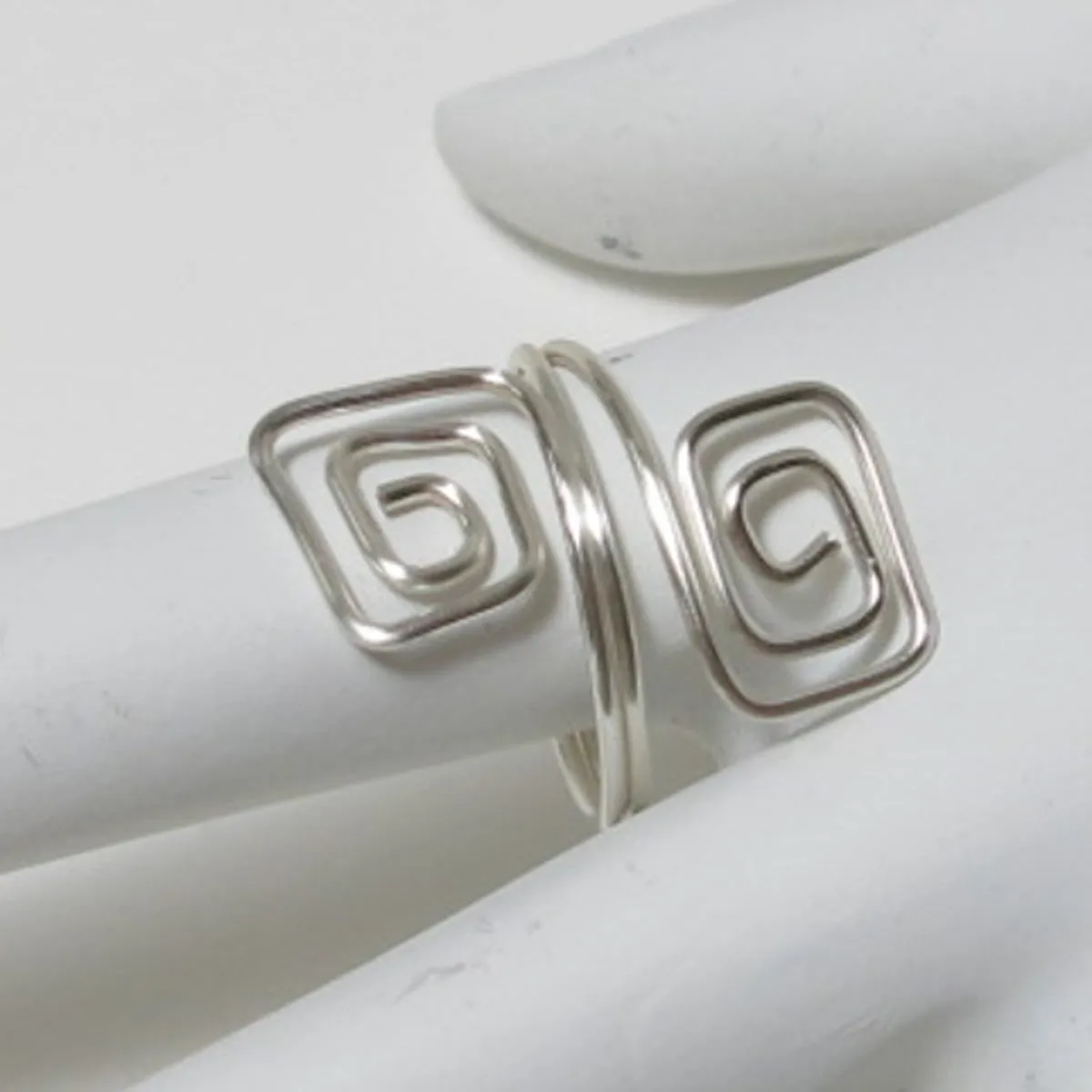 Double Squares Adjustable Wire Ring