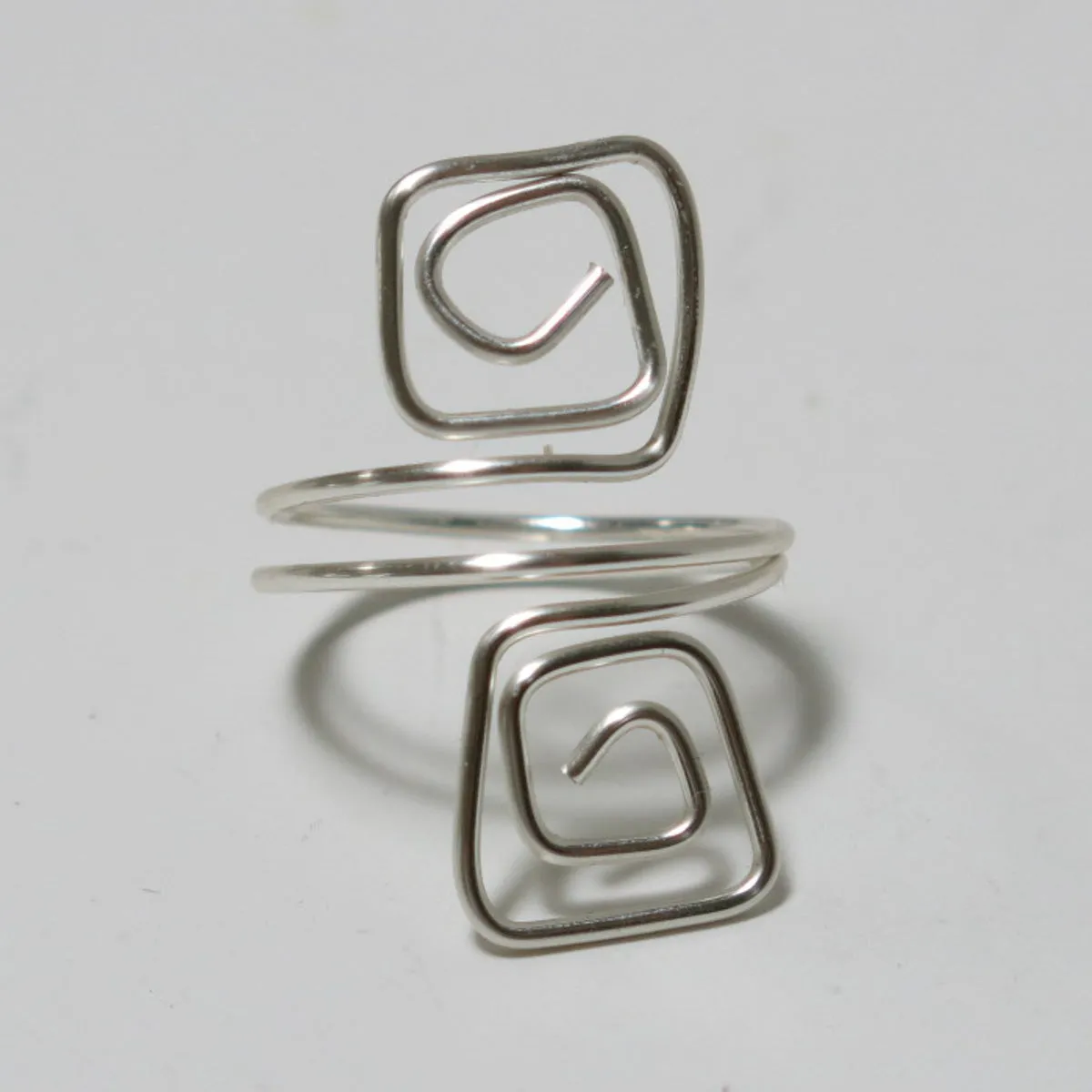 Double Squares Adjustable Wire Ring