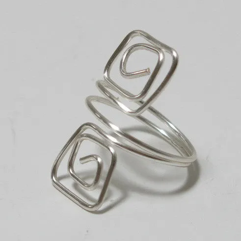 Double Squares Adjustable Wire Ring