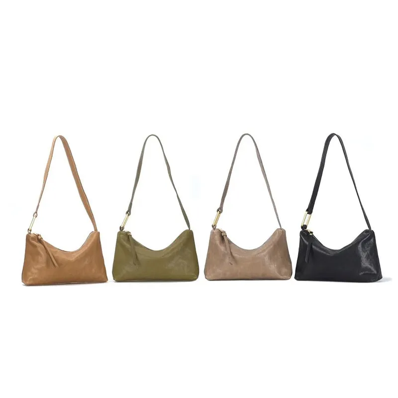 Fashion Retro Vegetable Tanned Leather Ladies Shoulder Bag