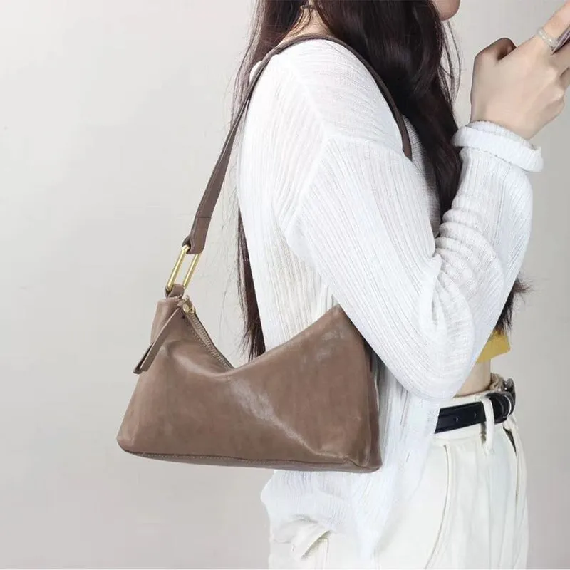 Fashion Retro Vegetable Tanned Leather Ladies Shoulder Bag