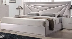 Florence White and Light Grey Lacquer Platform Bed