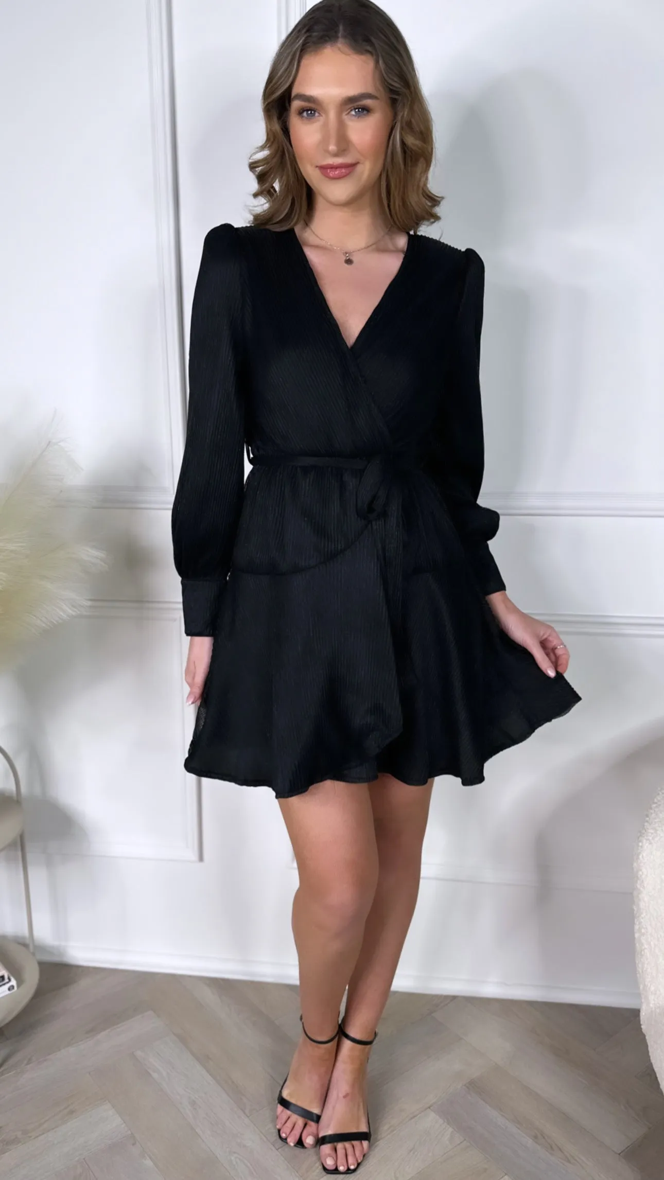 Francine Black Wrap Mini Dress