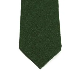 Hand-rolled emerald green herringbone cotton flannel tie