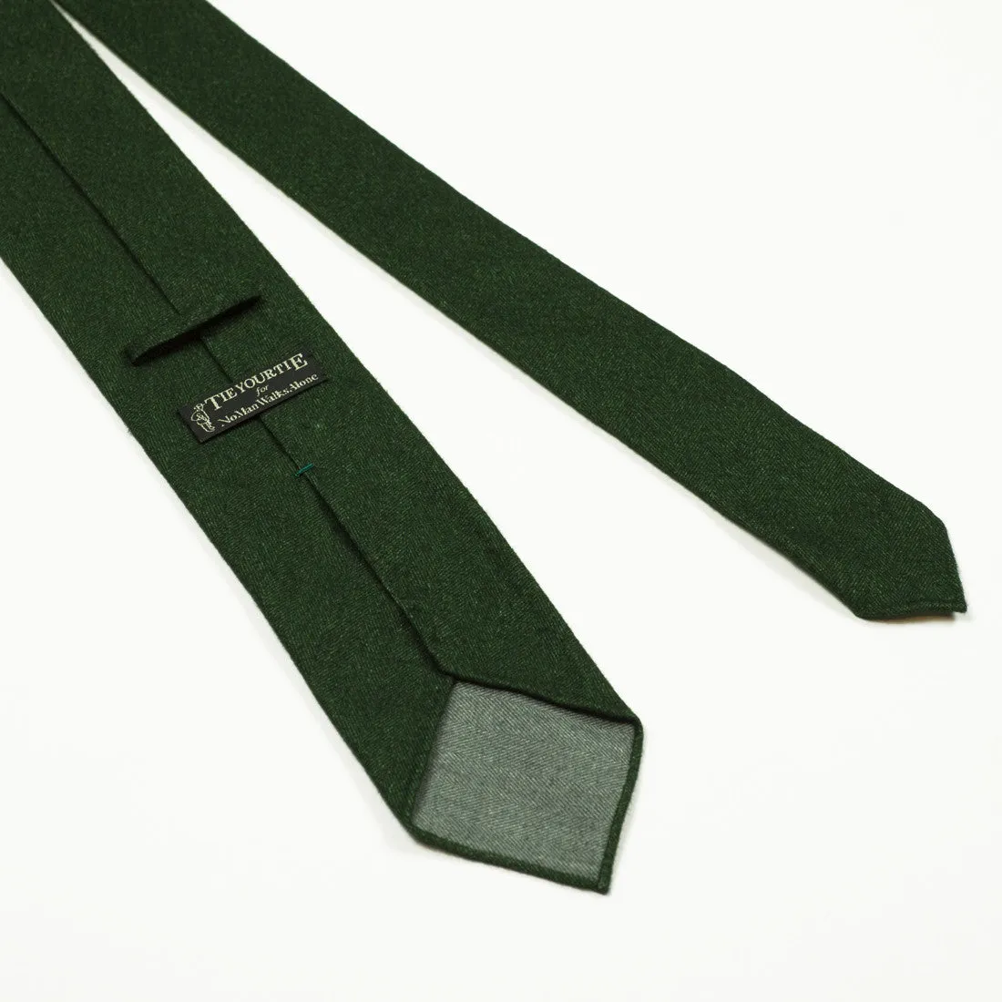 Hand-rolled emerald green herringbone cotton flannel tie