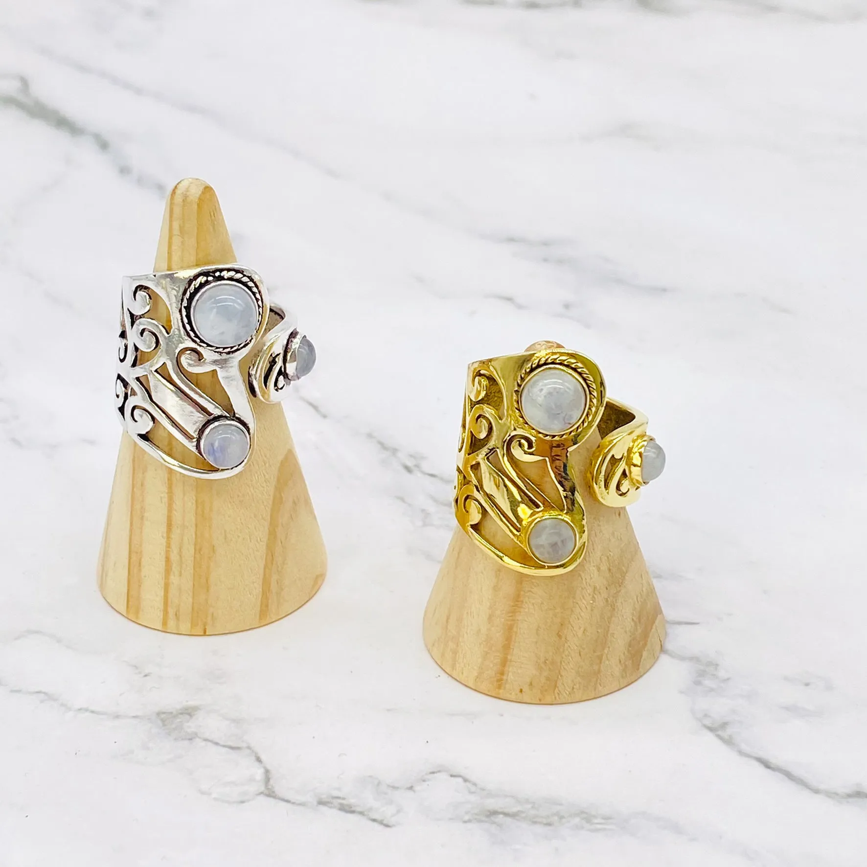 Handmade Chunky Adjustable Rings, Vintage Jewelry, Silver Rings, Gold Filled Crystal Rings, Non Tarnish Rings, Gypsy Jewelry, Gift For Her