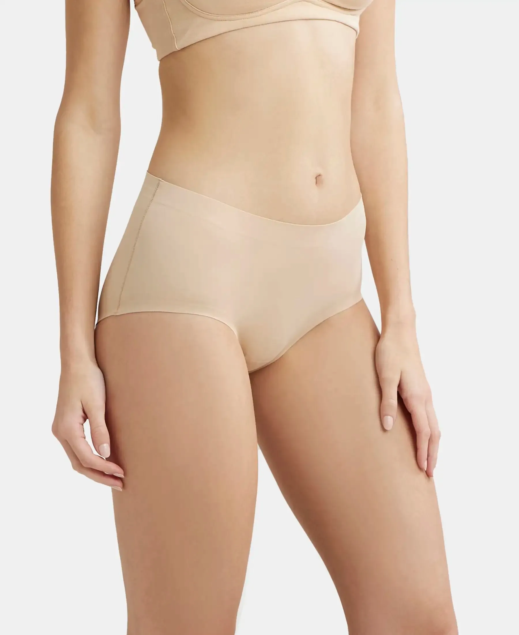 High Coverage Soft Touch Microfiber Elastane Stretch Full Brief with No Visible Pantyline - Skin