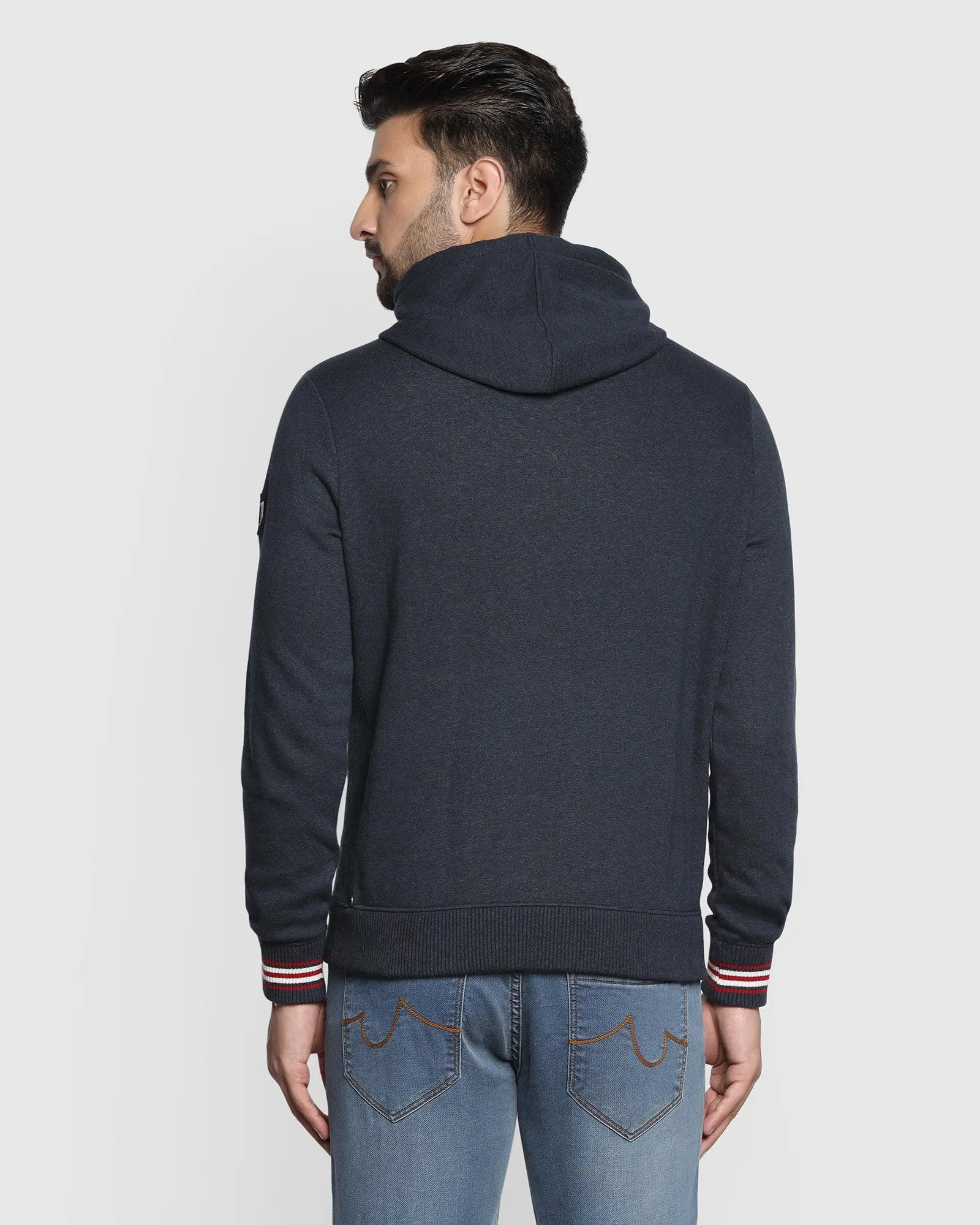 Hoodie Navy Solid Sweatshirt - Cameron