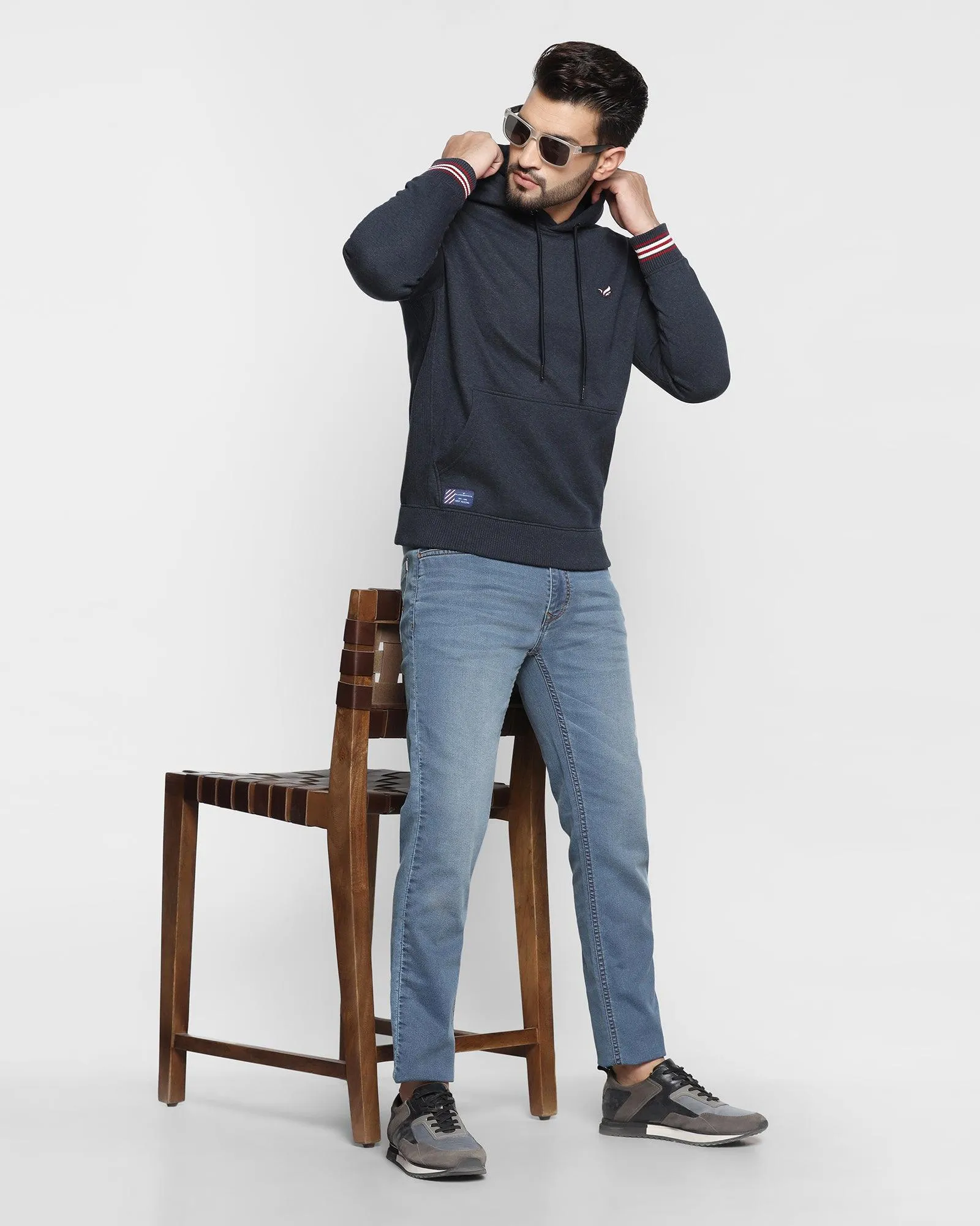 Hoodie Navy Solid Sweatshirt - Cameron