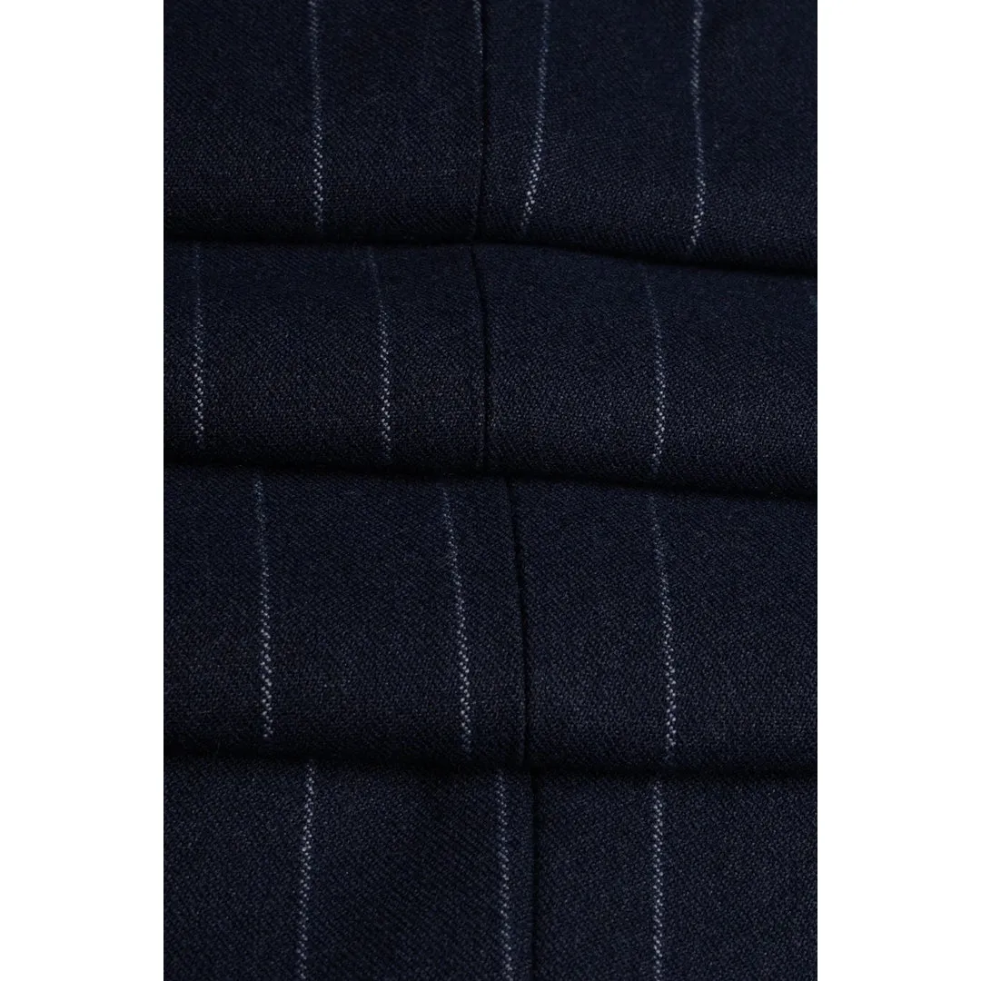 Invincible - Men's Navy Blue Pinstripe Blazer