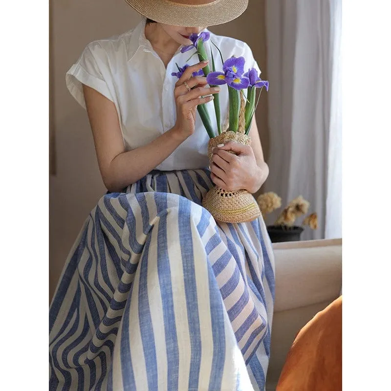 Iris Blue Cotton Swing Skirt