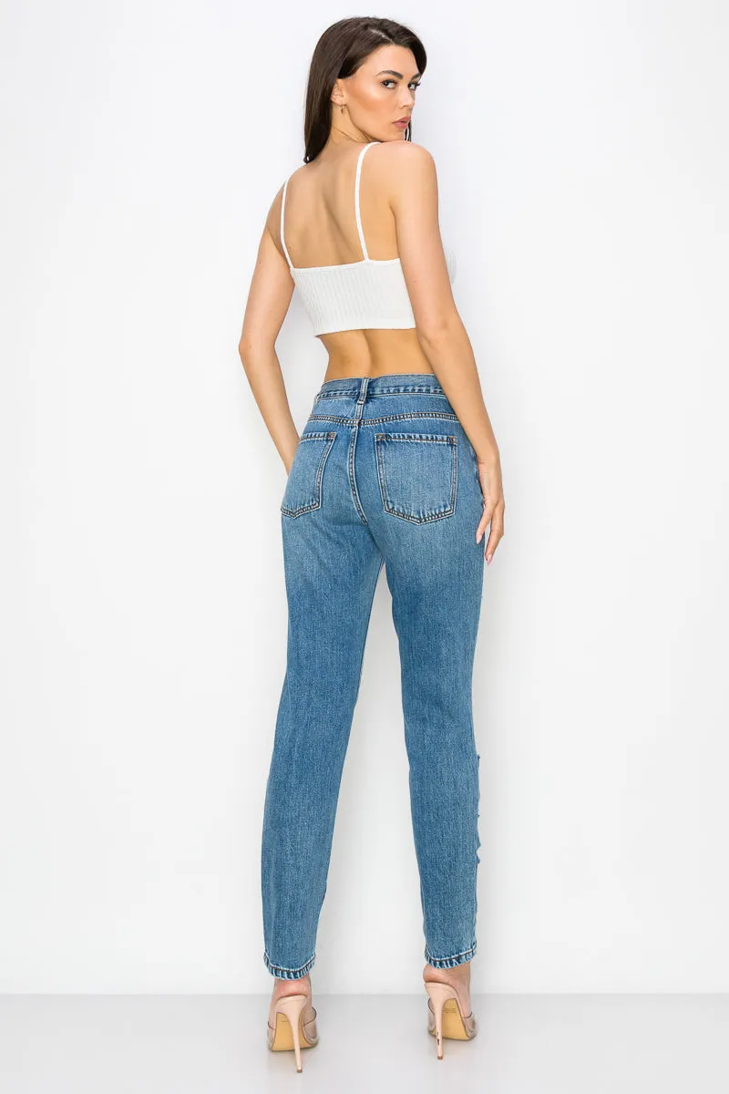 Iris - High Rise Heavy Destructed Boyfriend Jeans