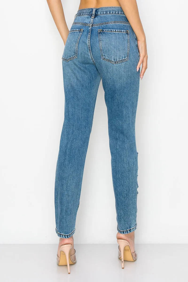 Iris - High Rise Heavy Destructed Boyfriend Jeans