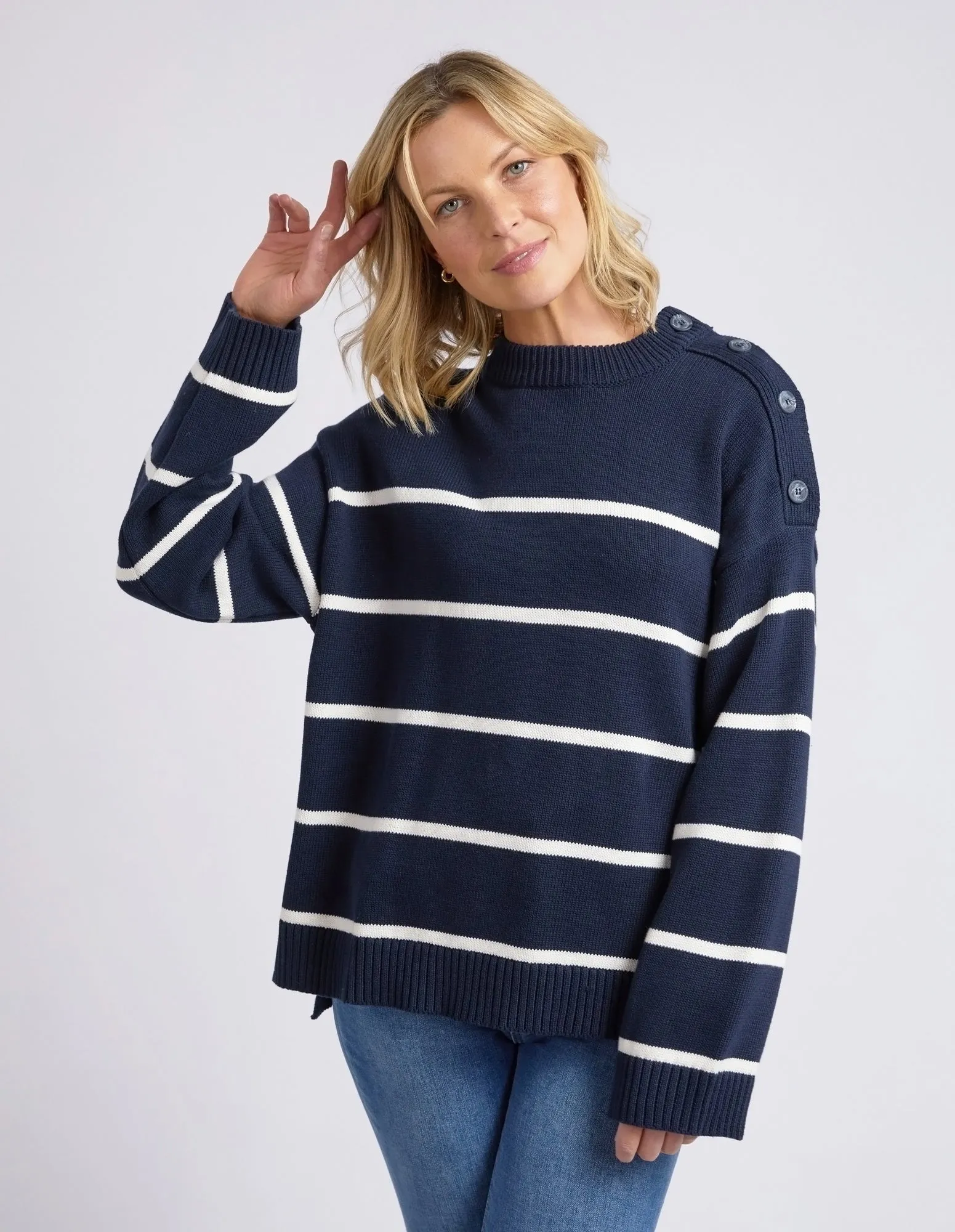 Iris Knit Navy & White Stripe