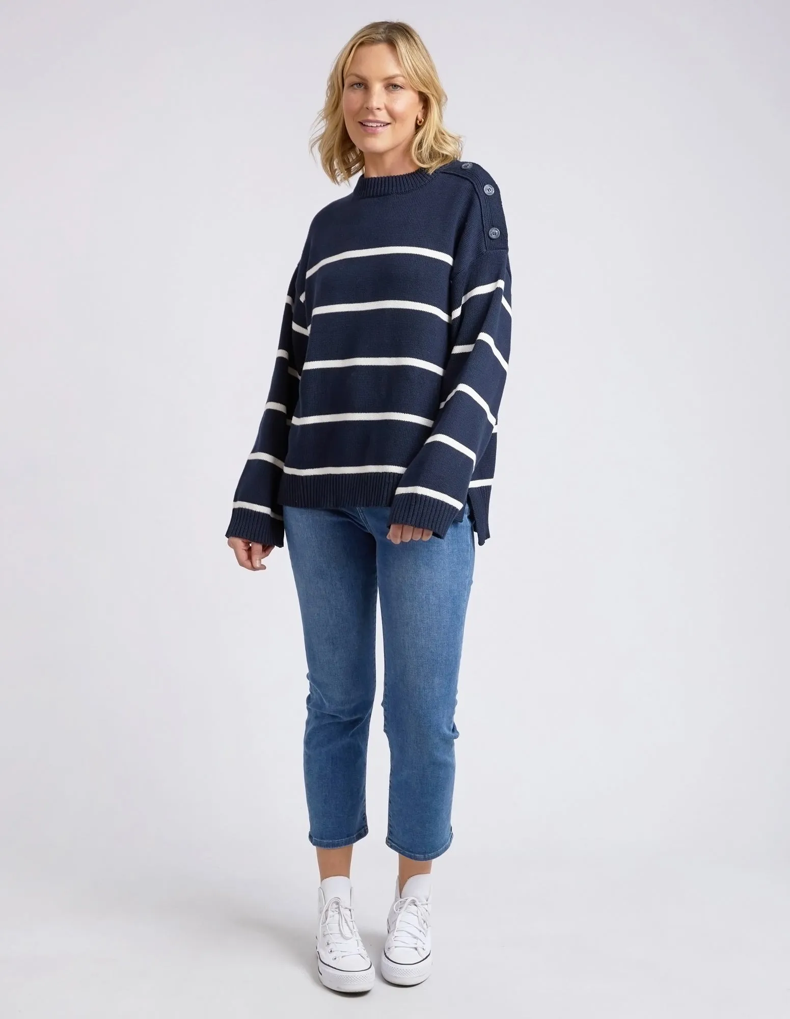 Iris Knit Navy & White Stripe