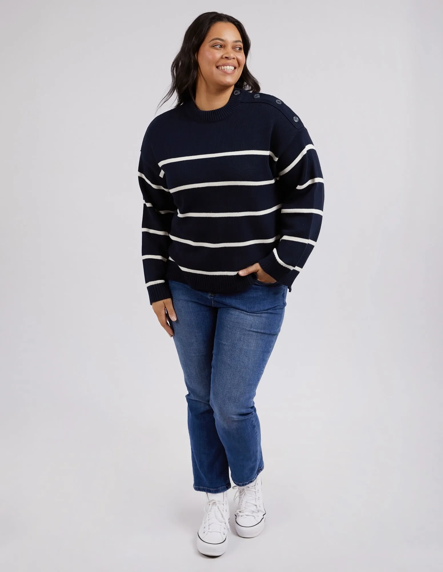 Iris Knit Navy & White Stripe