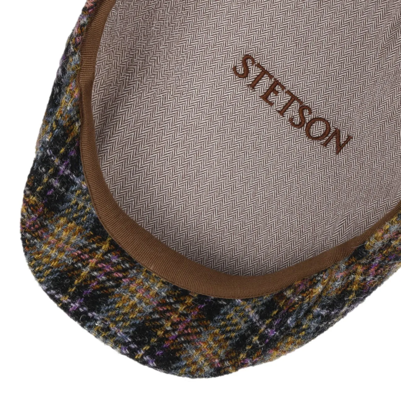 Kent Check Harris Tweed Flat Cap by Stetson