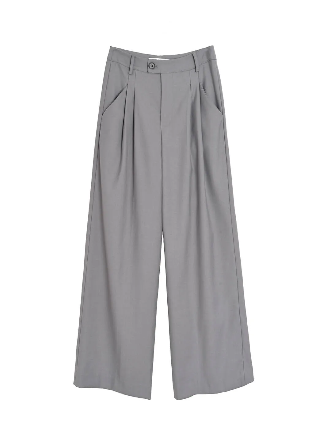 Leah High-waisted Straight Gray Trousers