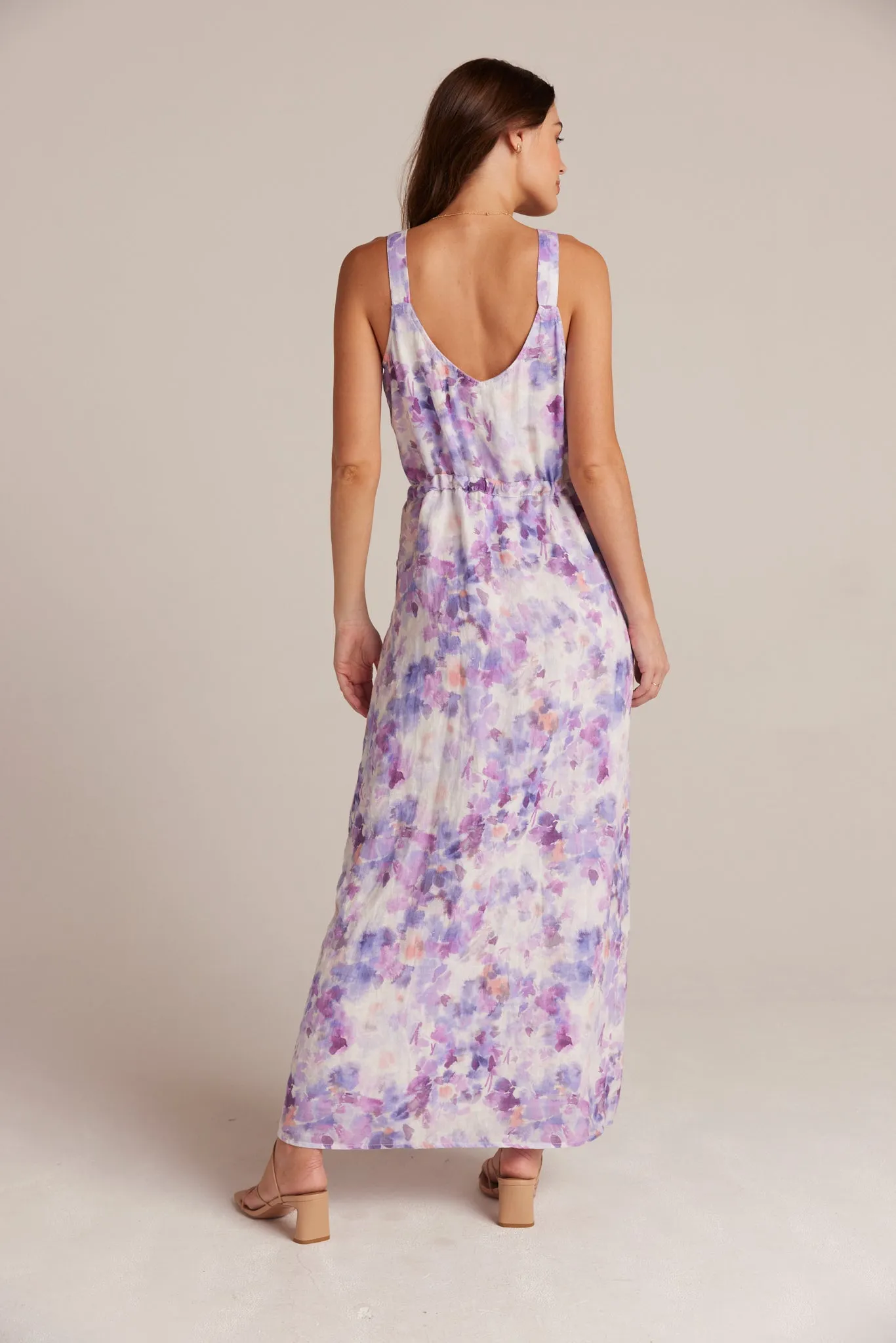 Linen Button Front  Dress - Iris Floral Print