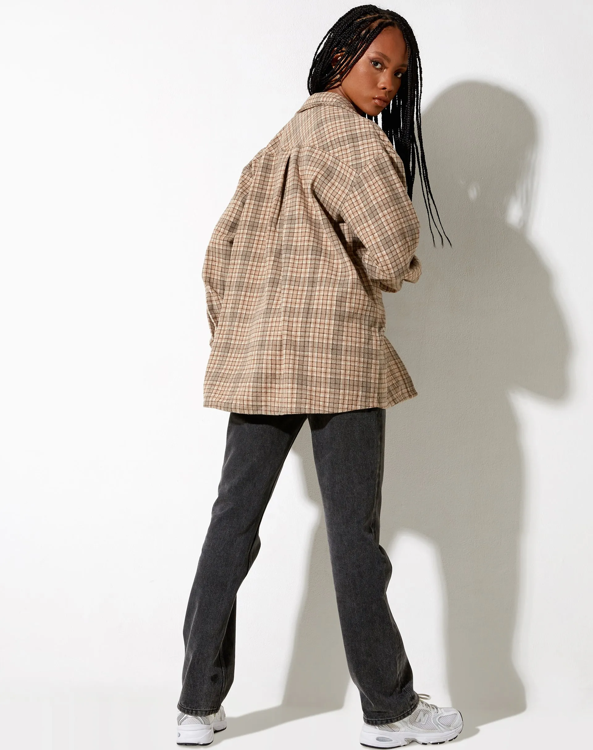 Marcella Shirt in Grey Tan Brown