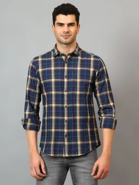 Men's Navy Blue Casual Big Checks Full Sleeve Shirt